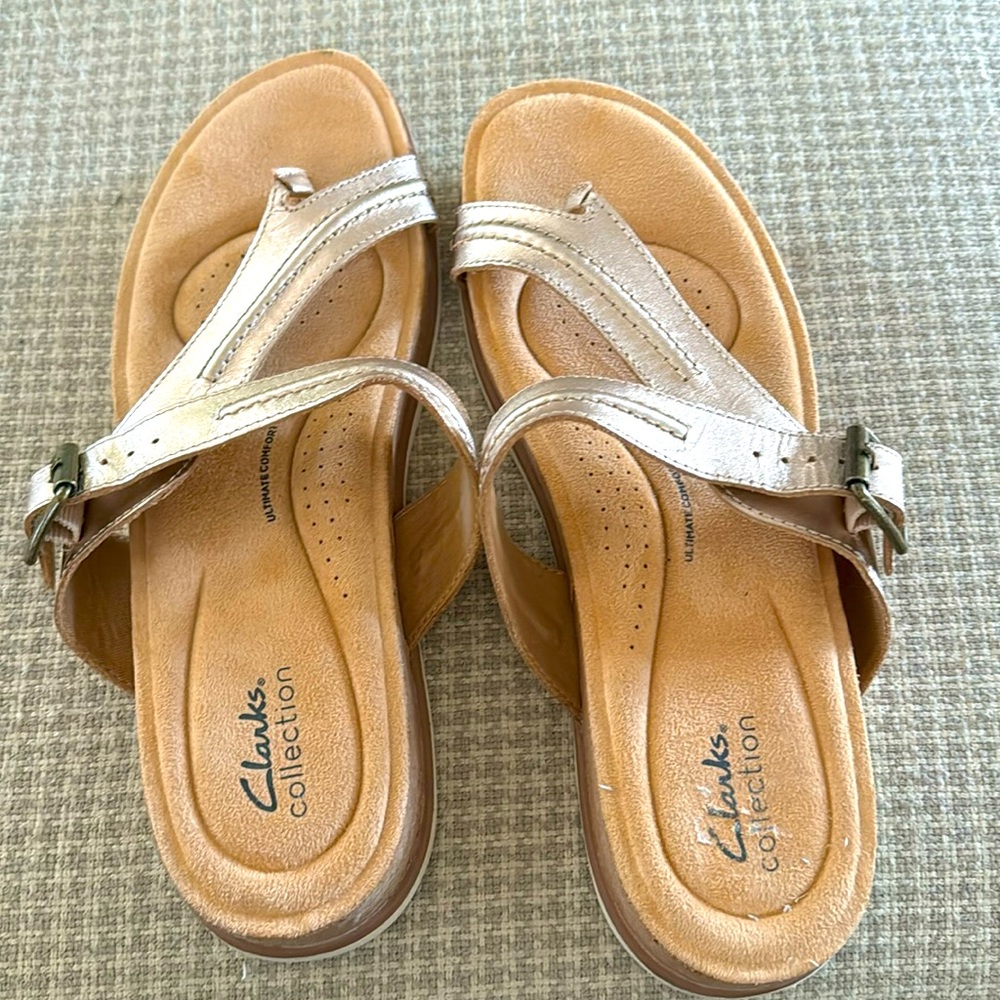 Clarks Metallic Gold Leather Women's Sandals